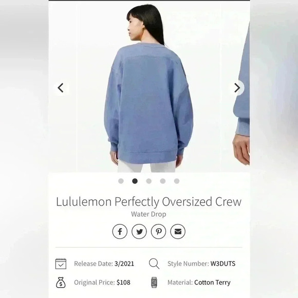 Lululemon Perfectly Oversized Crew Size 2 Water Drop - Picture 2 of 5